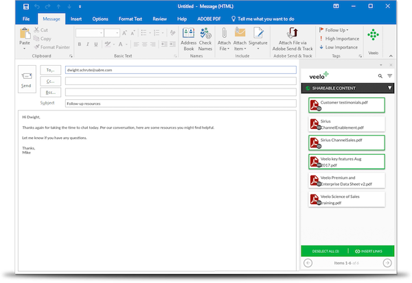 Veelo Outlook Integration