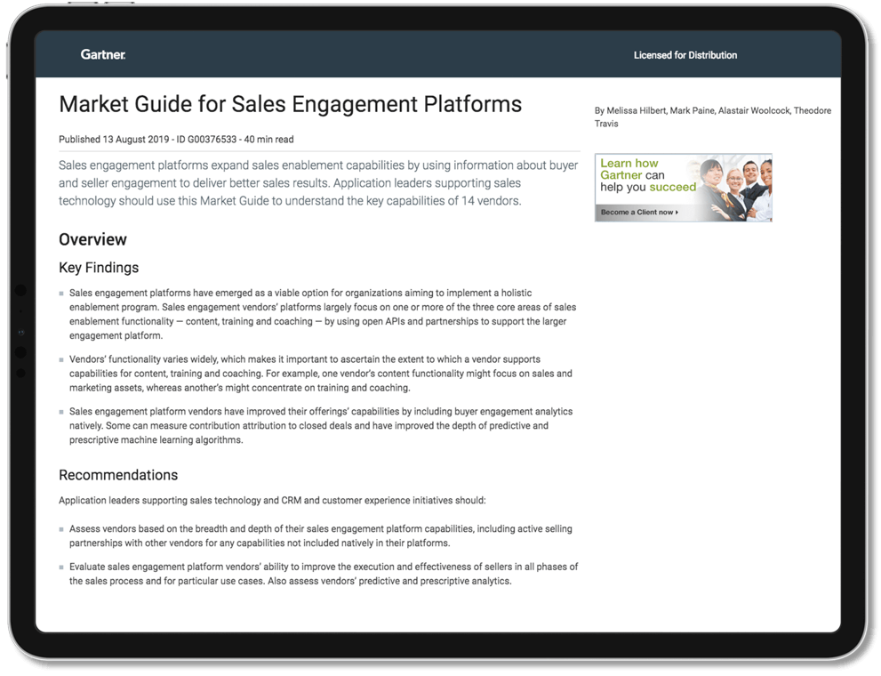 2019 Market Guide for Sales Engagement Platforms